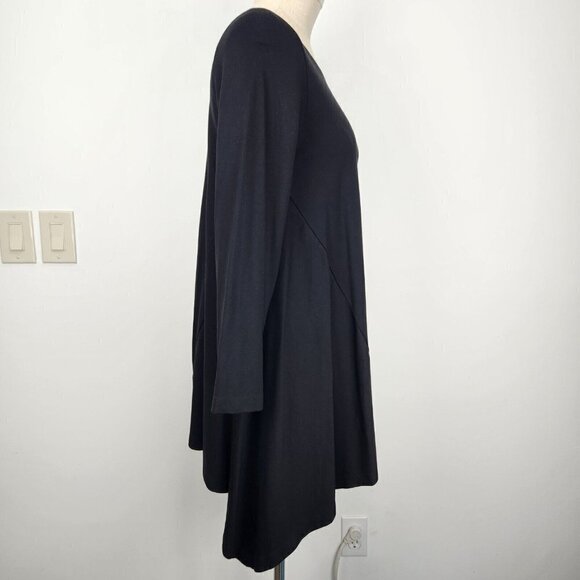Bryn Walker Shift Dress Womens S Black Long Sleeve Round Neck A-Line Asymmetric - Picture 4 of 12